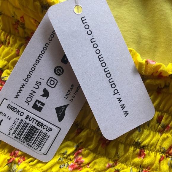 Banana Moon Yellow floral bandeau top SZ 44 - Picture 6 of 8